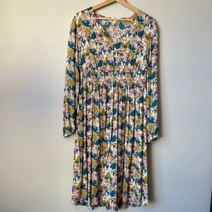 Boden Susannah Smocked Midi Dress - Toucan Island Tropical Size 6